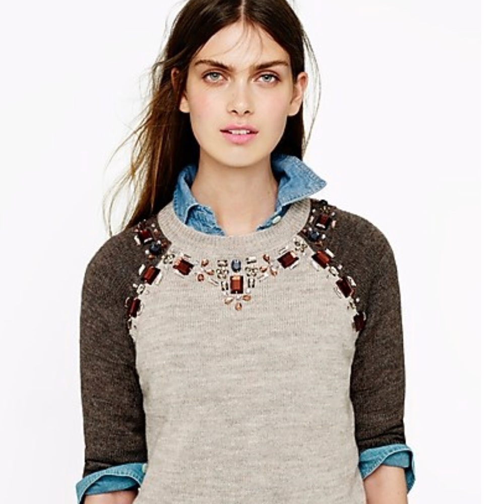 J. Crew jeweled sweater tee alpaca merino wool s76